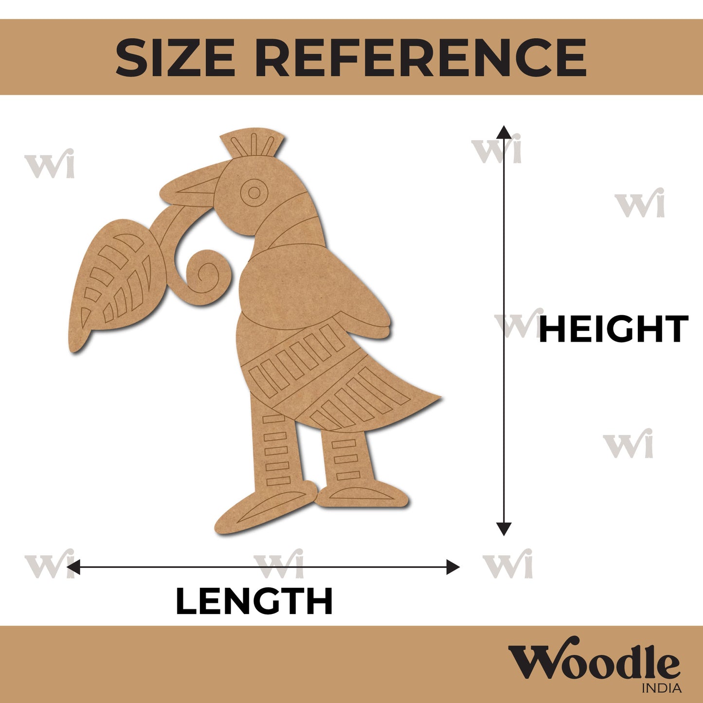 Madhubani Parrot Pre Marked MDF Design 1