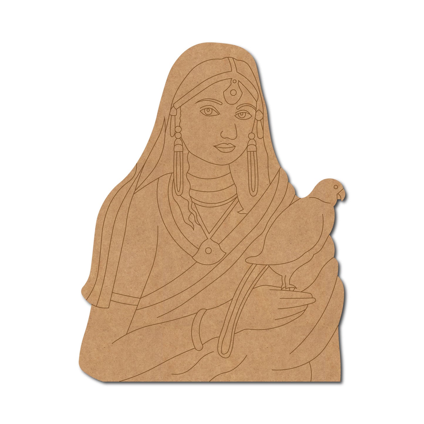 Maharani Bani Thani With Parrot Pre Marked MDF Design 1