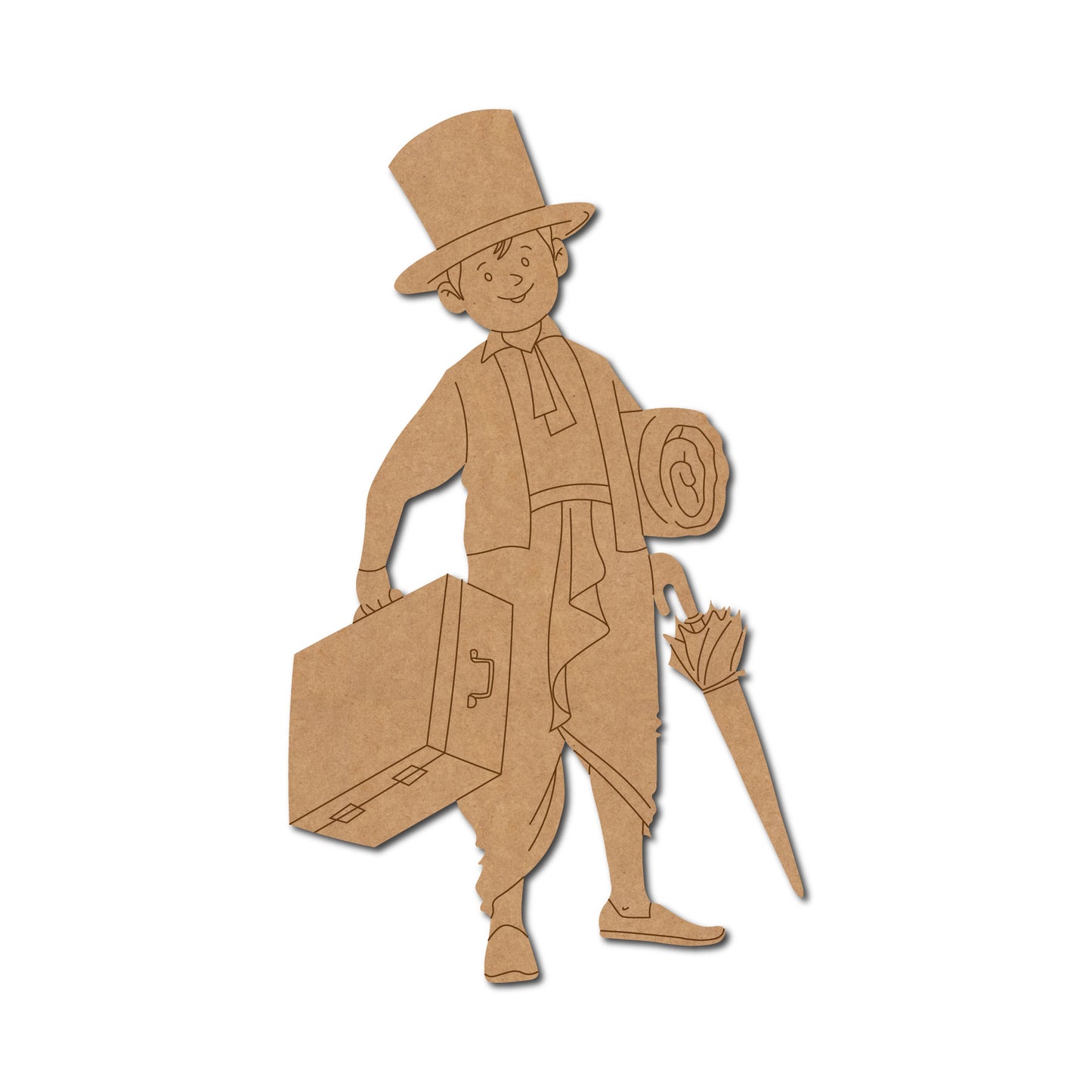 Man Carrying Luggage And Umbrella Pre Marked MDF Design 1