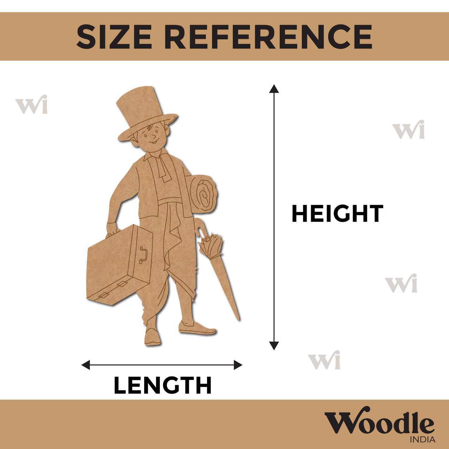 Man Carrying Luggage And Umbrella Pre Marked MDF Design 1