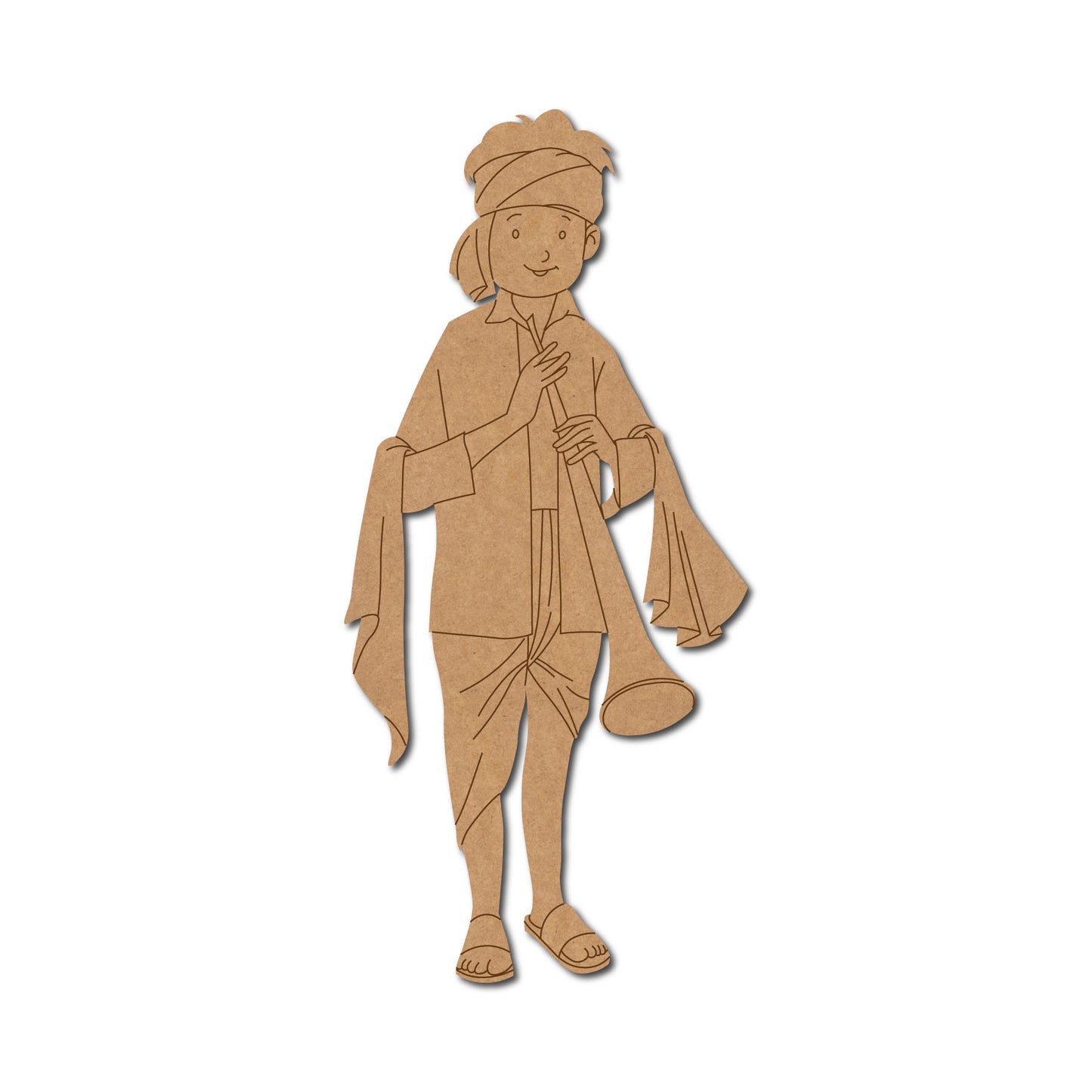 Man With Bhopu Instrument Pre Marked MDF Design 1