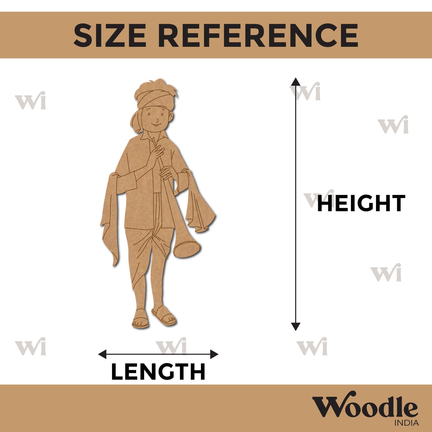 Man With Bhopu Instrument Pre Marked MDF Design 1