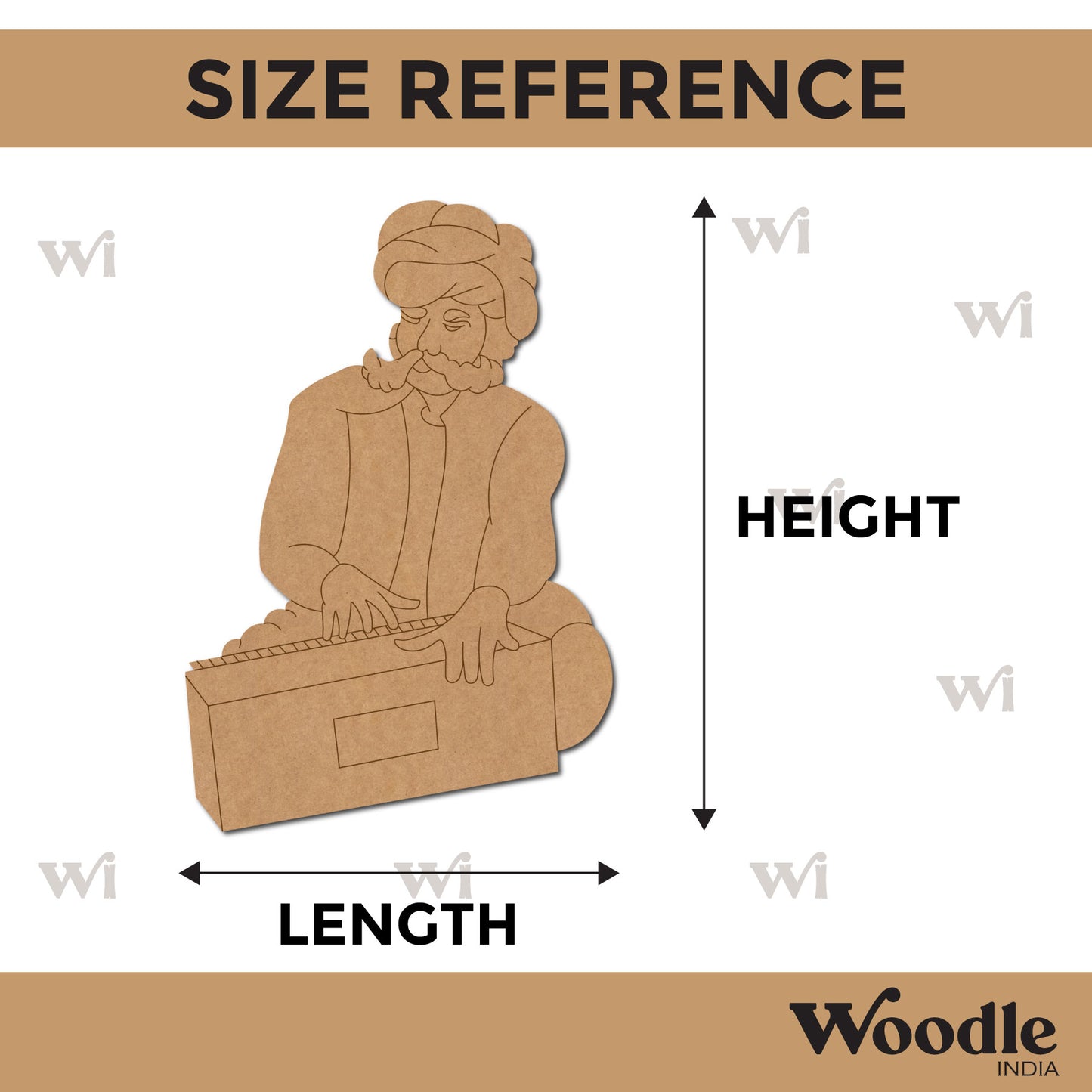 Man With Harmonium Pre Marked MDF Design 1