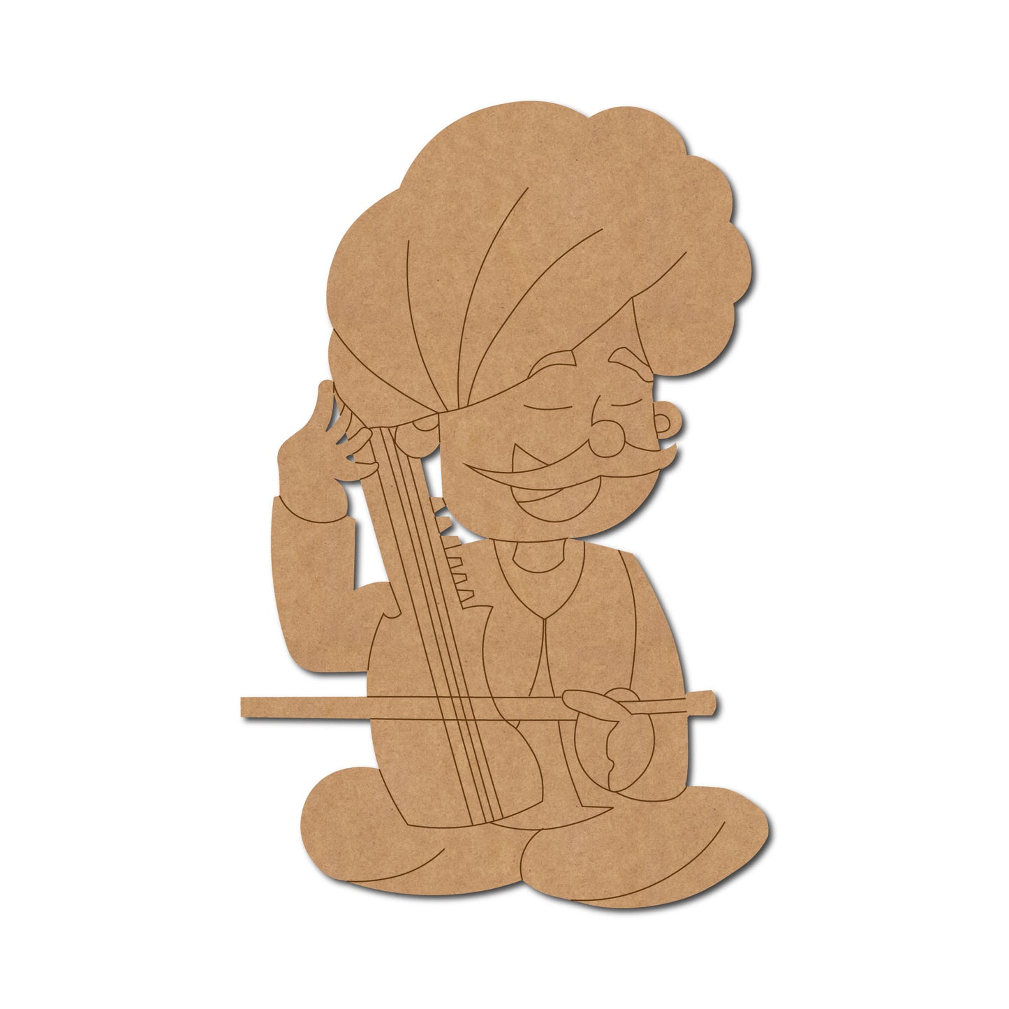 Man With Sitar Pre Marked MDF Design 1