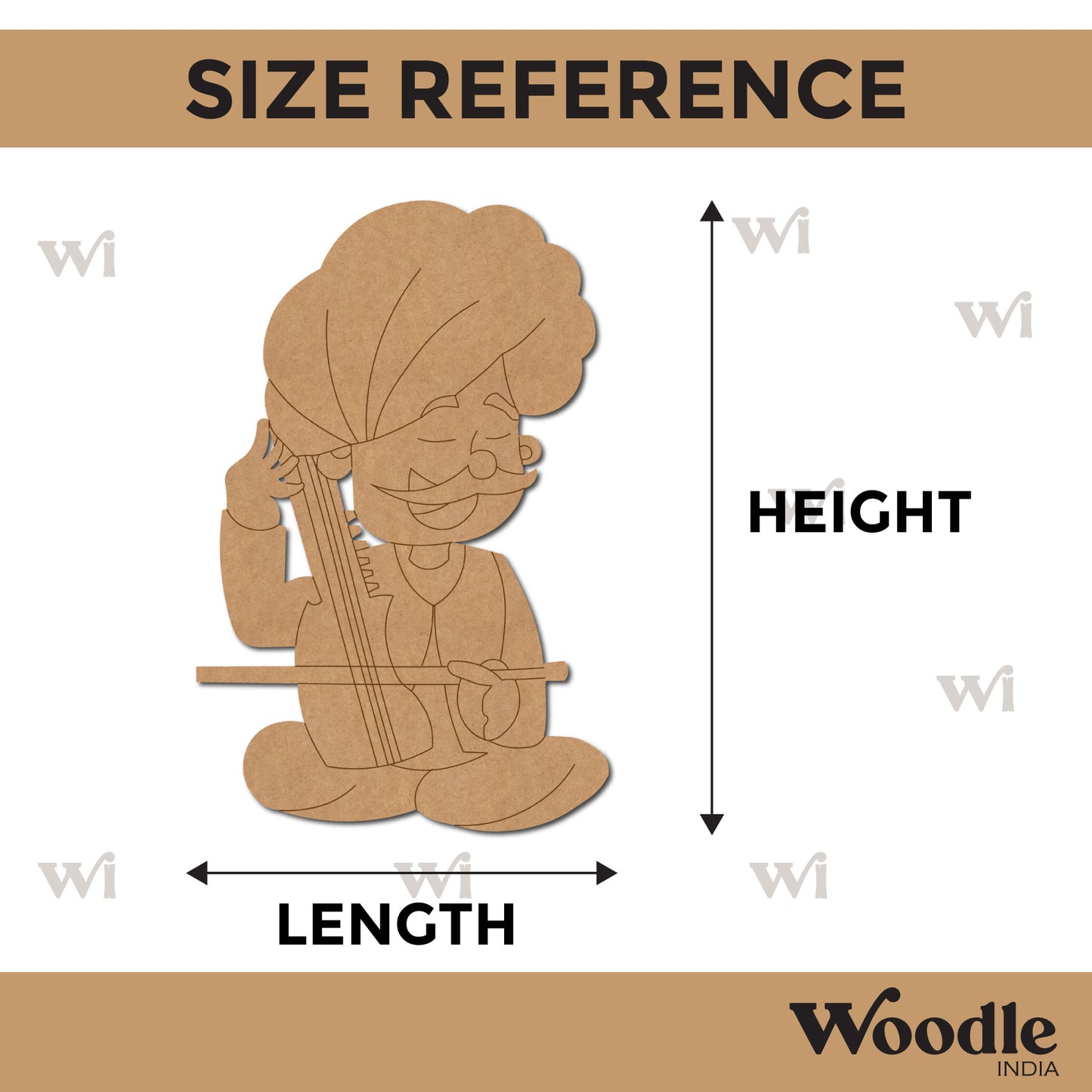 Man With Sitar Pre Marked MDF Design 1
