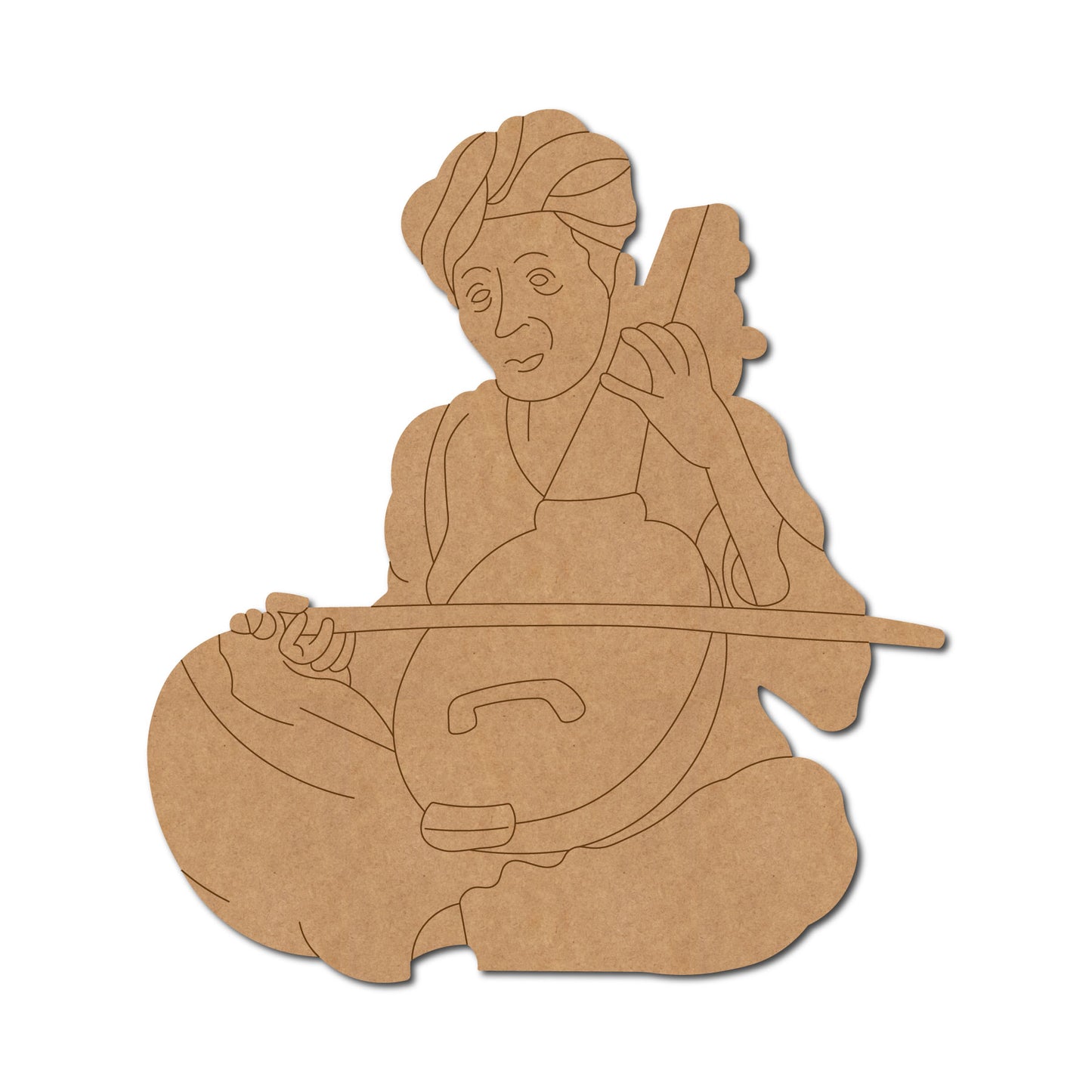 Man With Sitar Pre Marked MDF Design 3