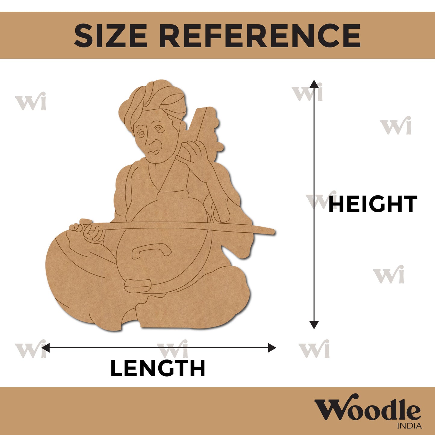Man With Sitar Pre Marked MDF Design 3