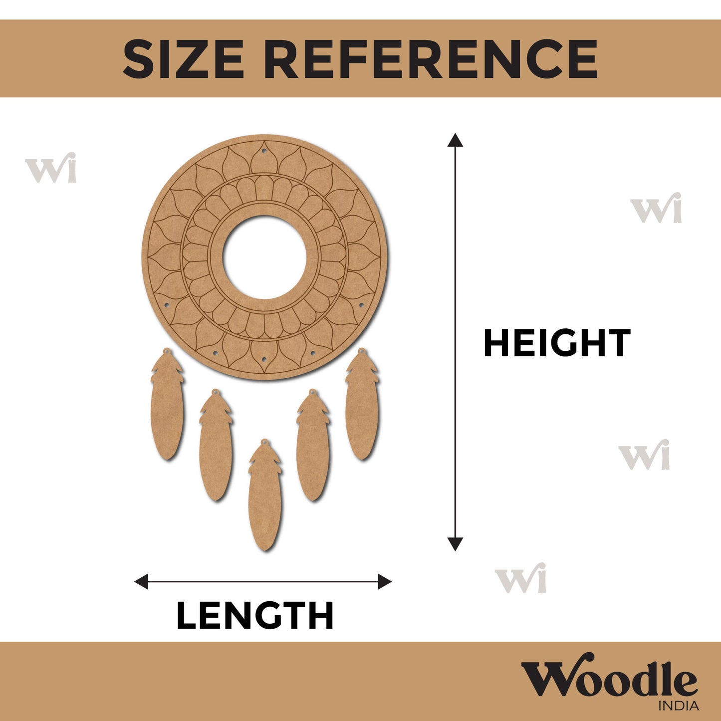 Mandala Round Feather Hanging Pre Marked MDF Design