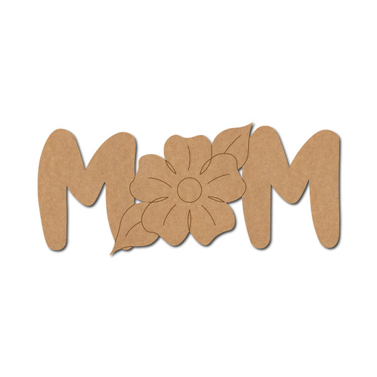Mom Flower Text Pre Marked MDF Design