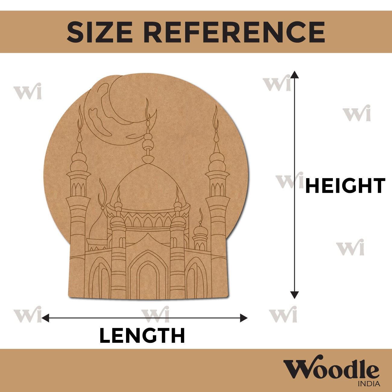 Moon Mosque Islamic Base Pre Marked MDF Design 3