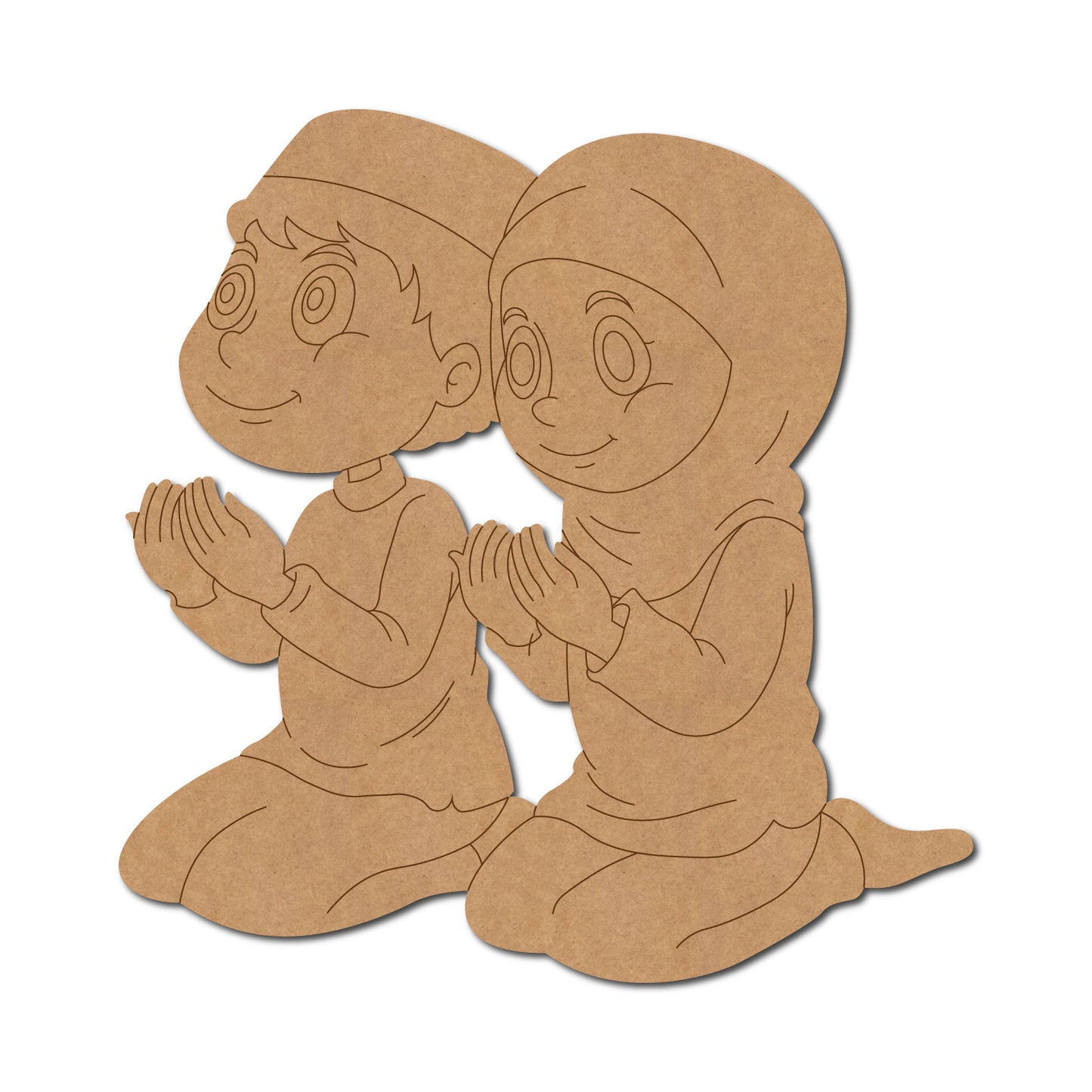 Muslim Couple Praying Pre Marked MDF Design 1