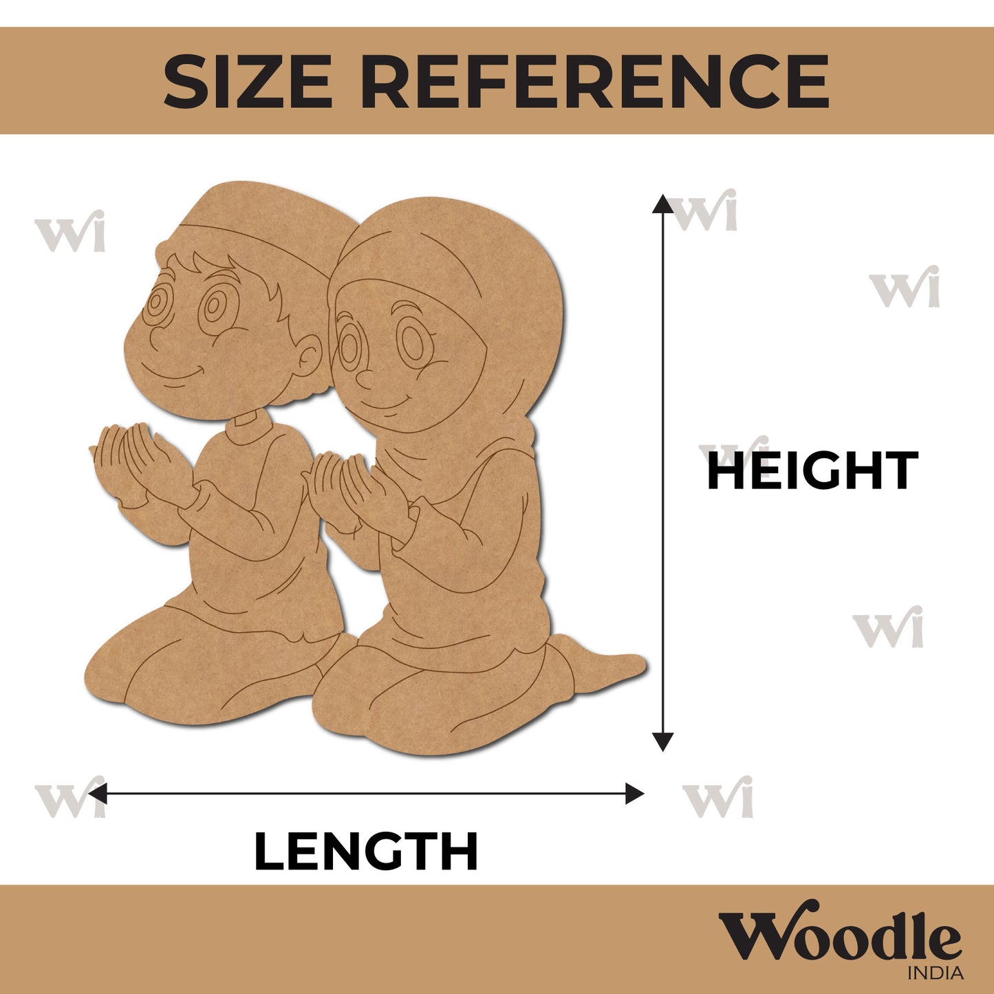 Muslim Couple Praying Pre Marked MDF Design 1
