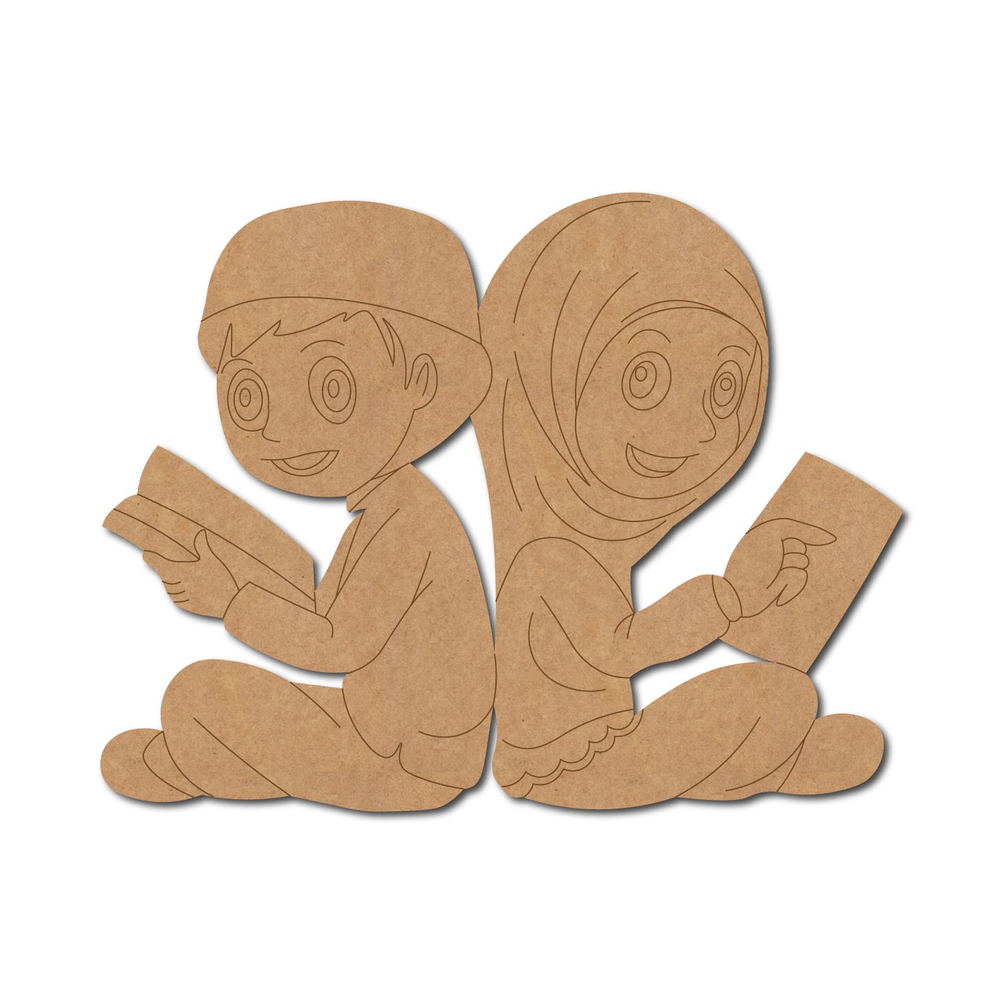 Muslim Couple Praying Pre Marked MDF Design 2