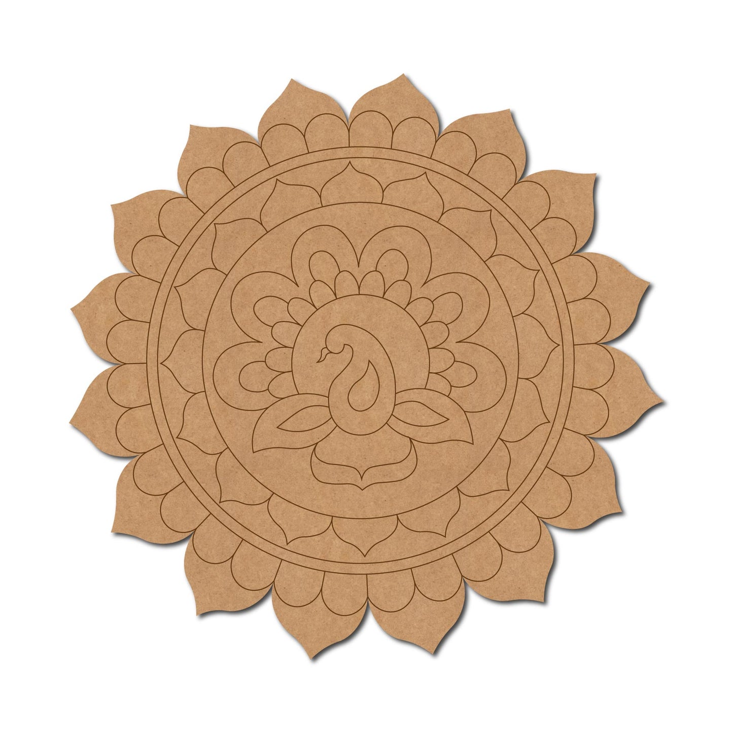 Peacock Mandala Pre Marked Base MDF Design 1