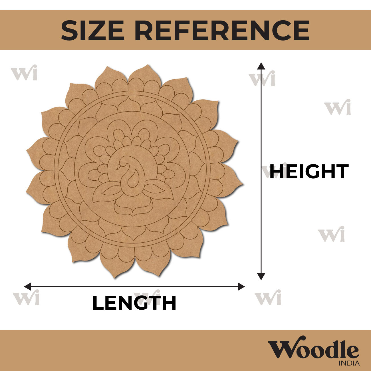 Peacock Mandala Pre Marked Base MDF Design 1
