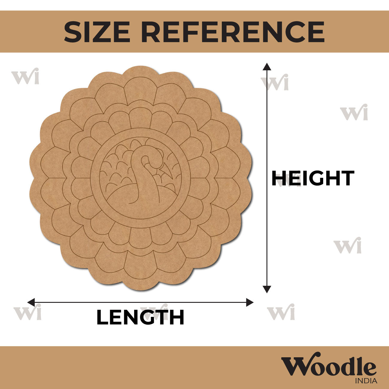 Peacock Mandala Pre Marked Base MDF Design 4
