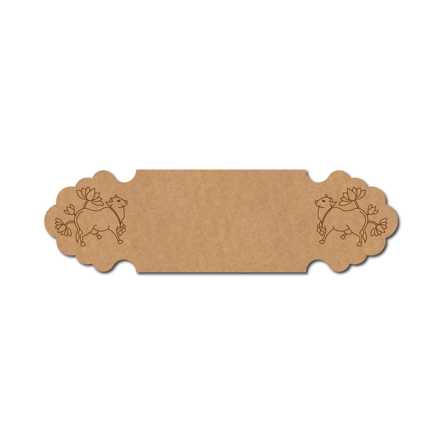 Pichwai Cow And Lotus Nameplate MDF Design