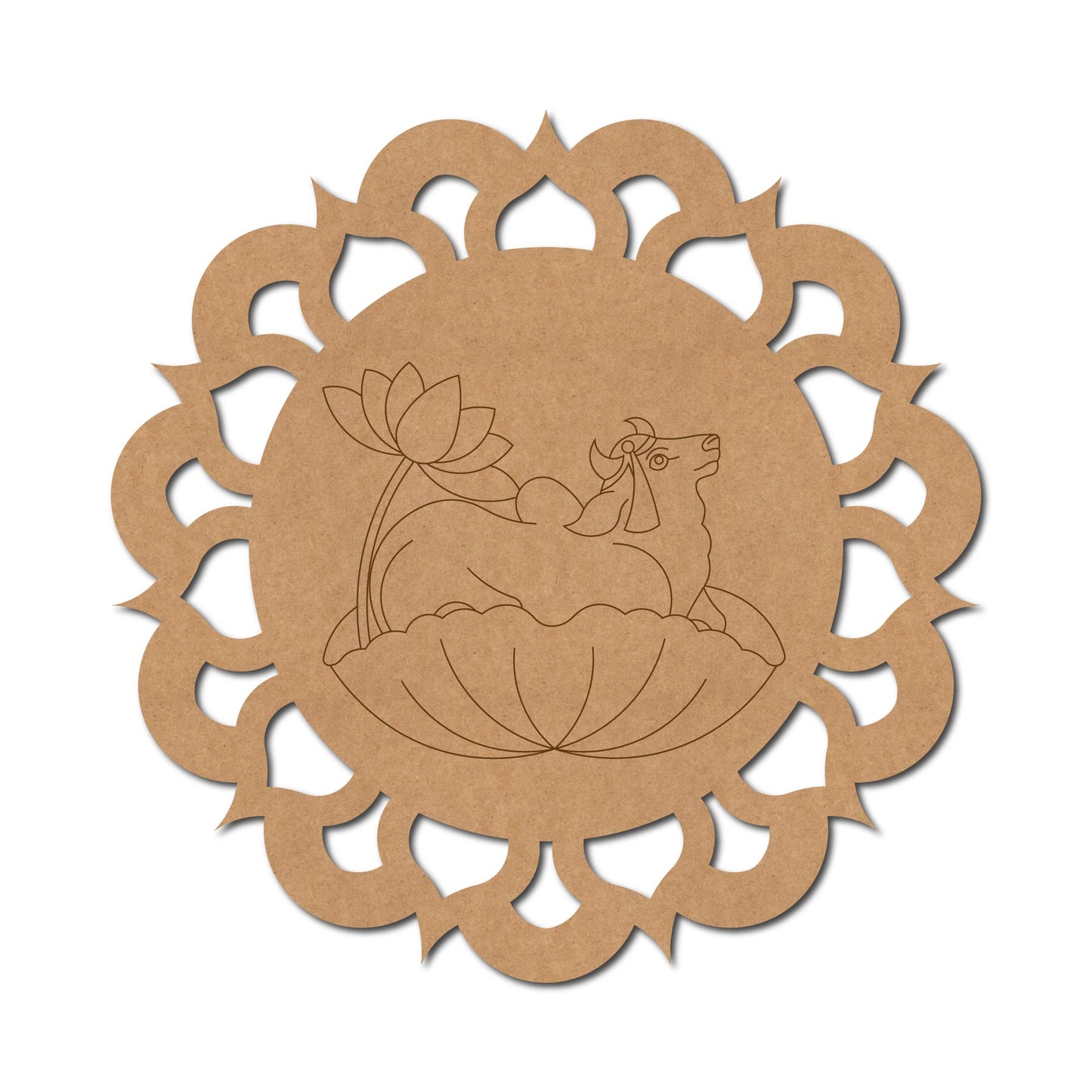 Pichwai Cow And Lotus Pre Marked Base MDF Design 2