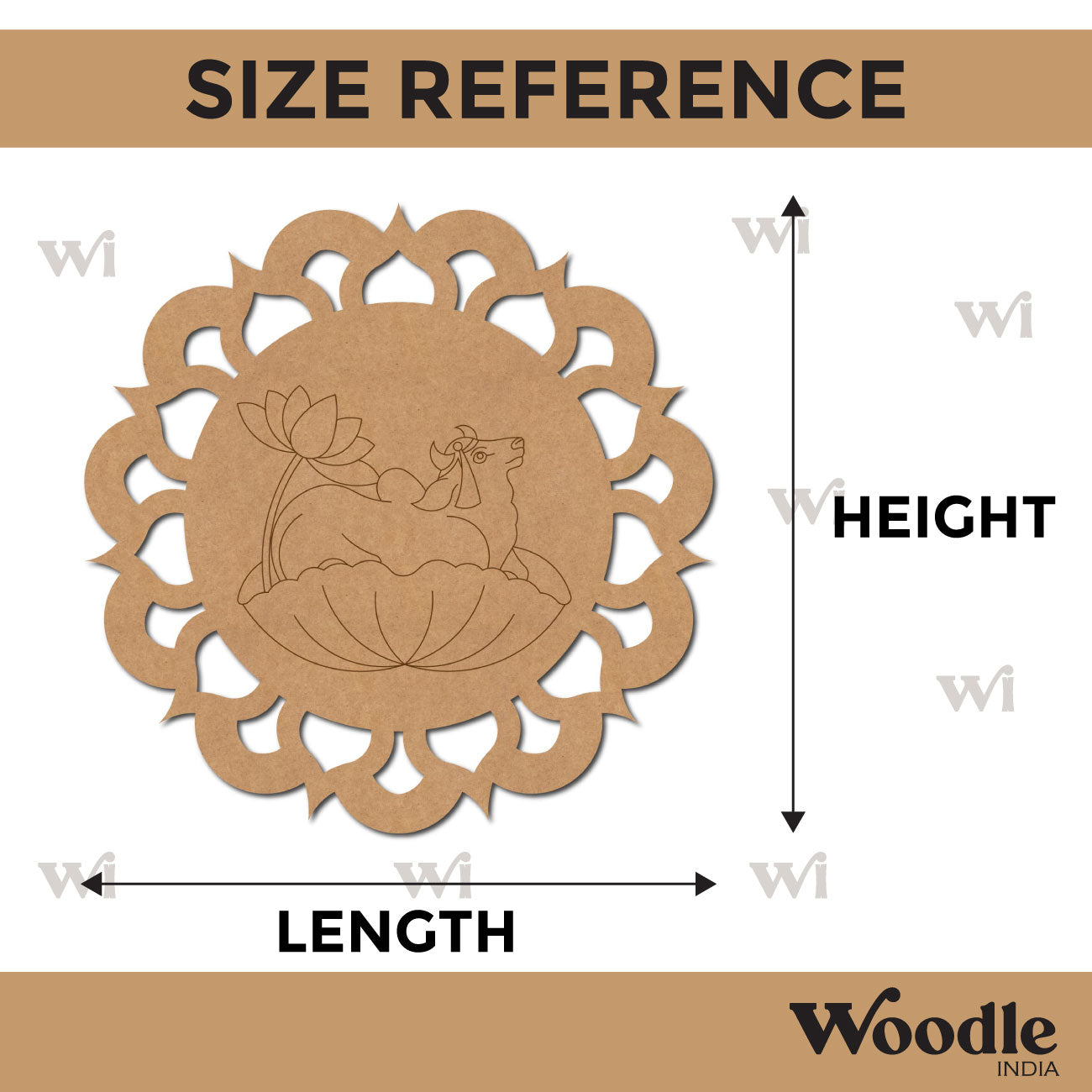 Pichwai Cow And Lotus Pre Marked Base MDF Design 2