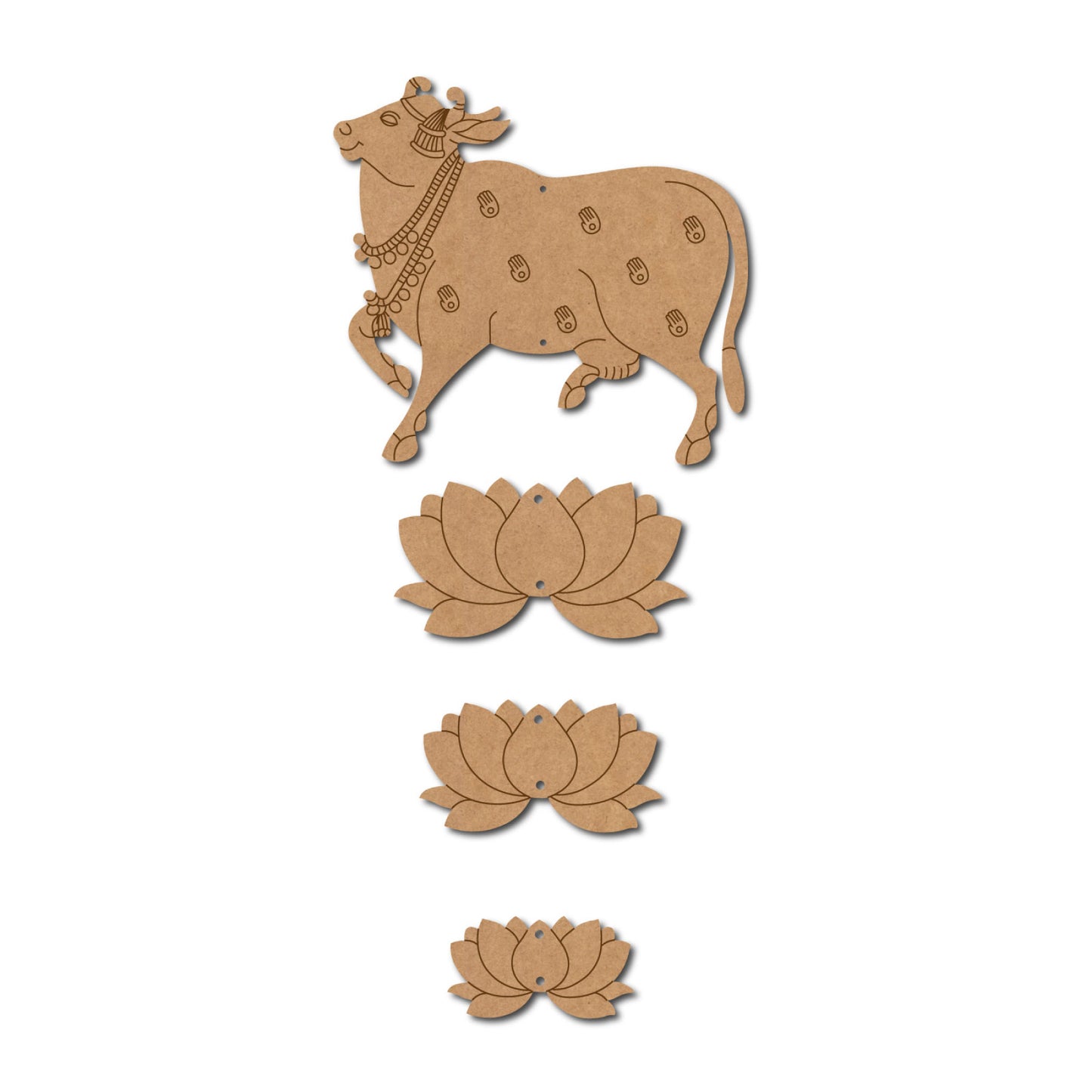 Pichwai Cow And Lotus Pre Marked MDF Design 10