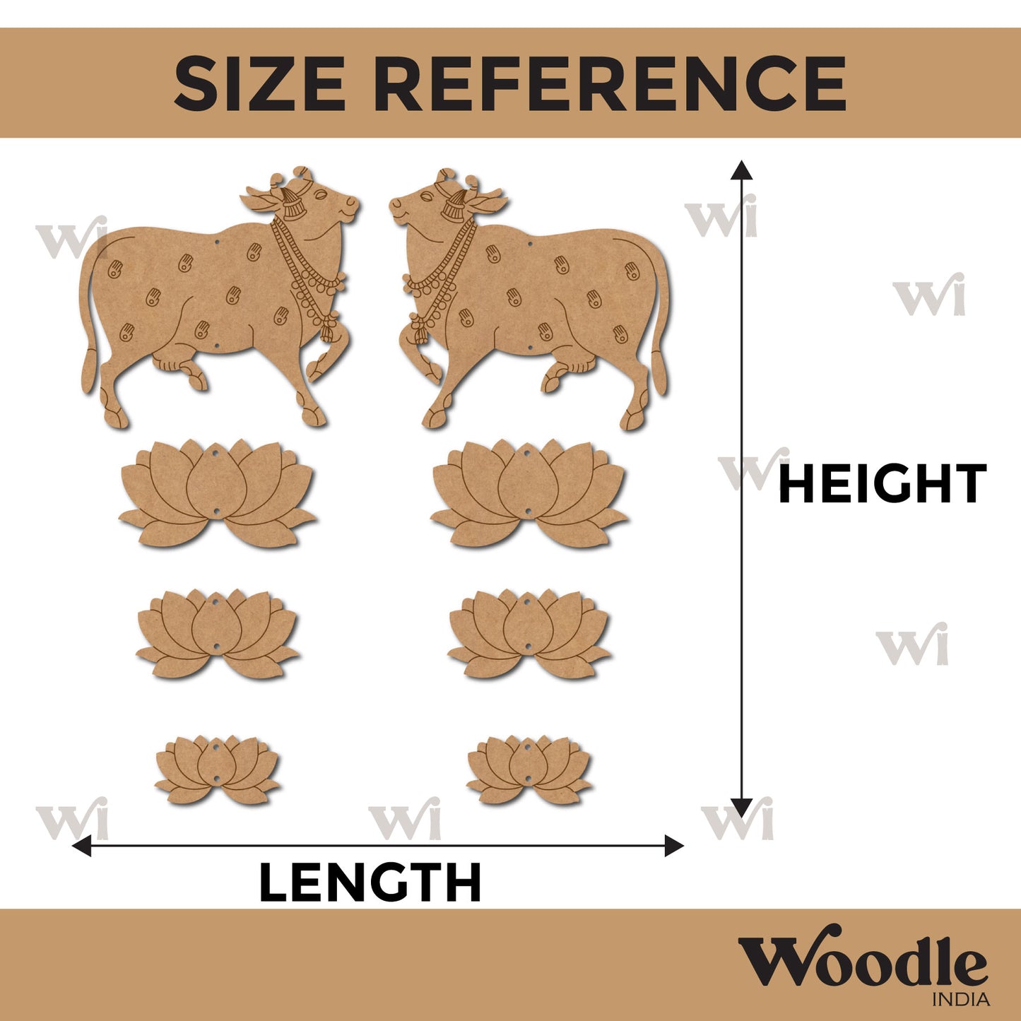 Pichwai Cow And Lotus Pre Marked MDF Design 10