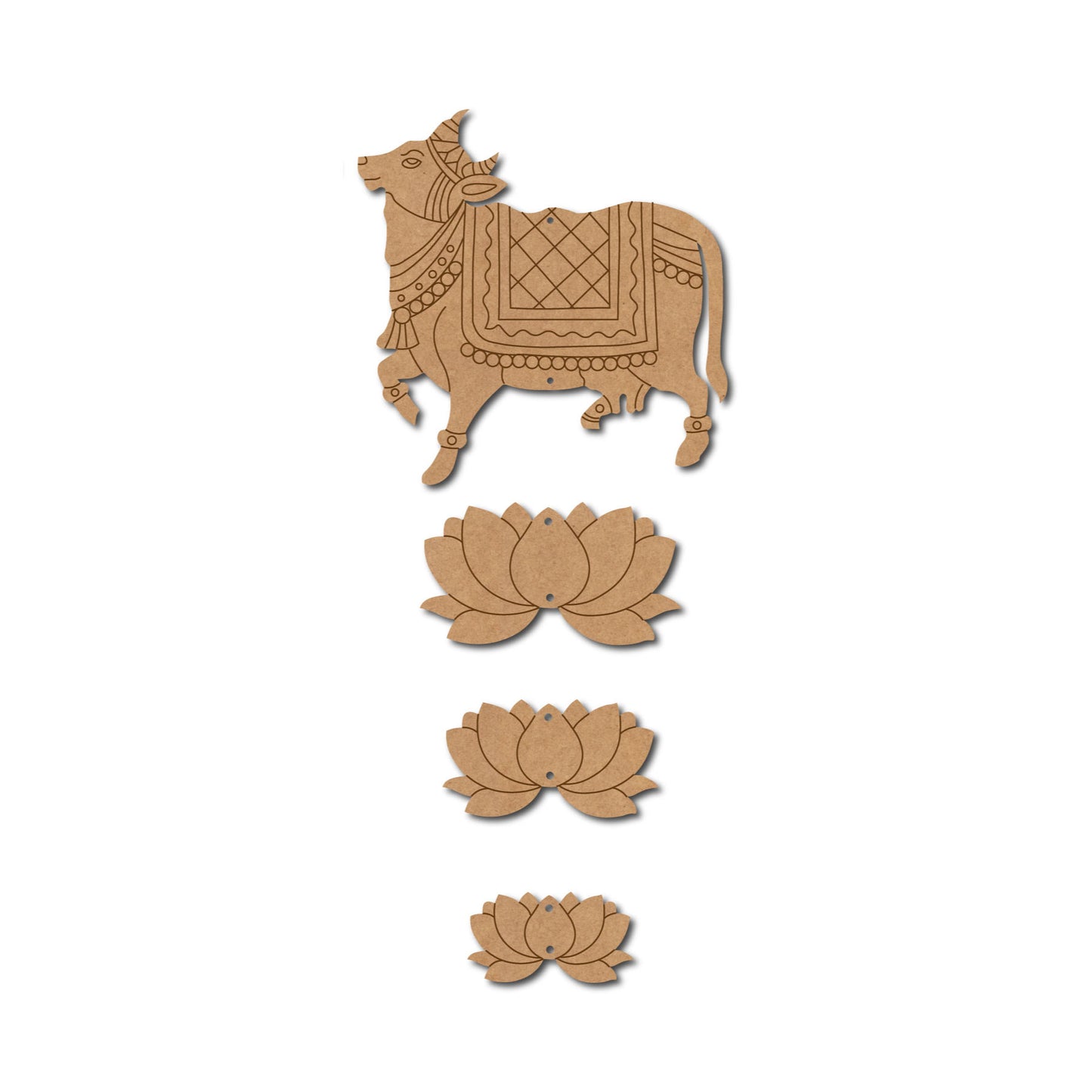 Pichwai Cow And Lotus Pre Marked MDF Design 11