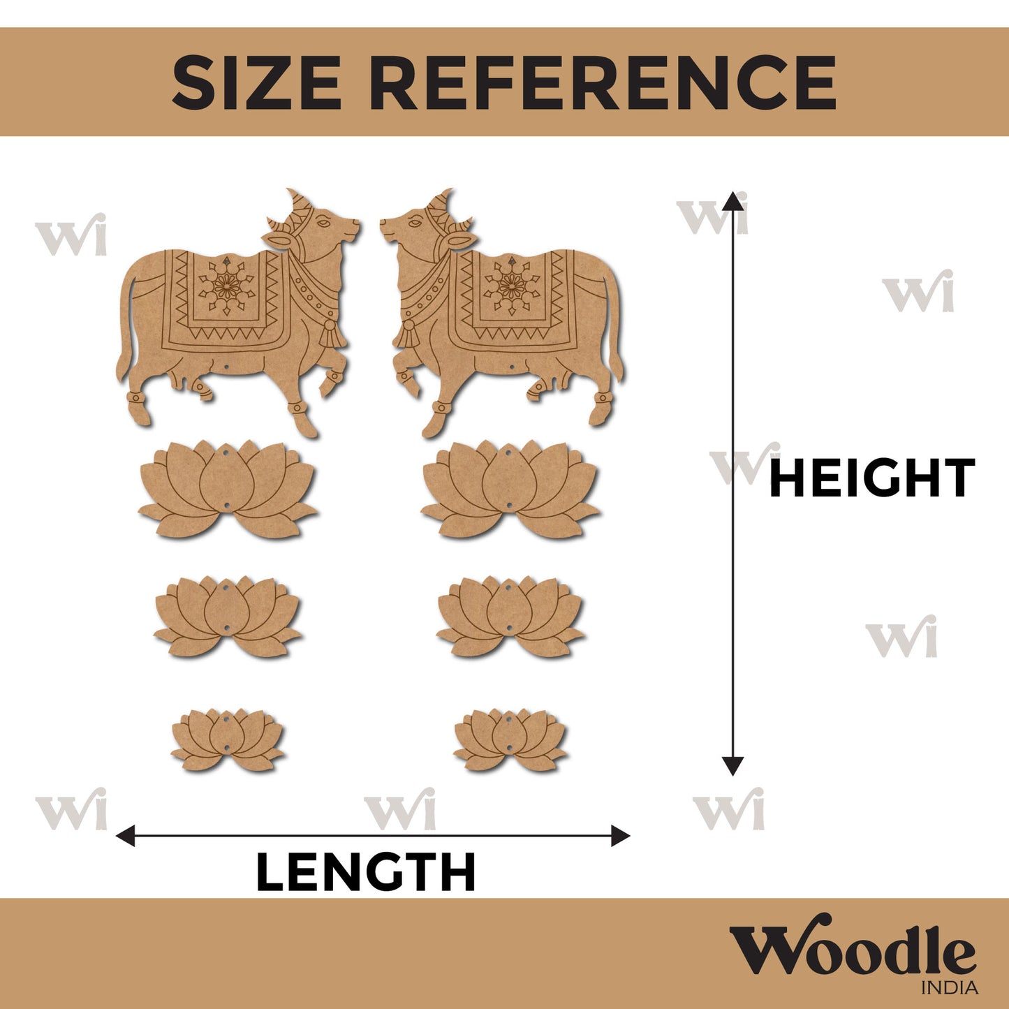 Pichwai Cow And Lotus Pre Marked MDF Design 11