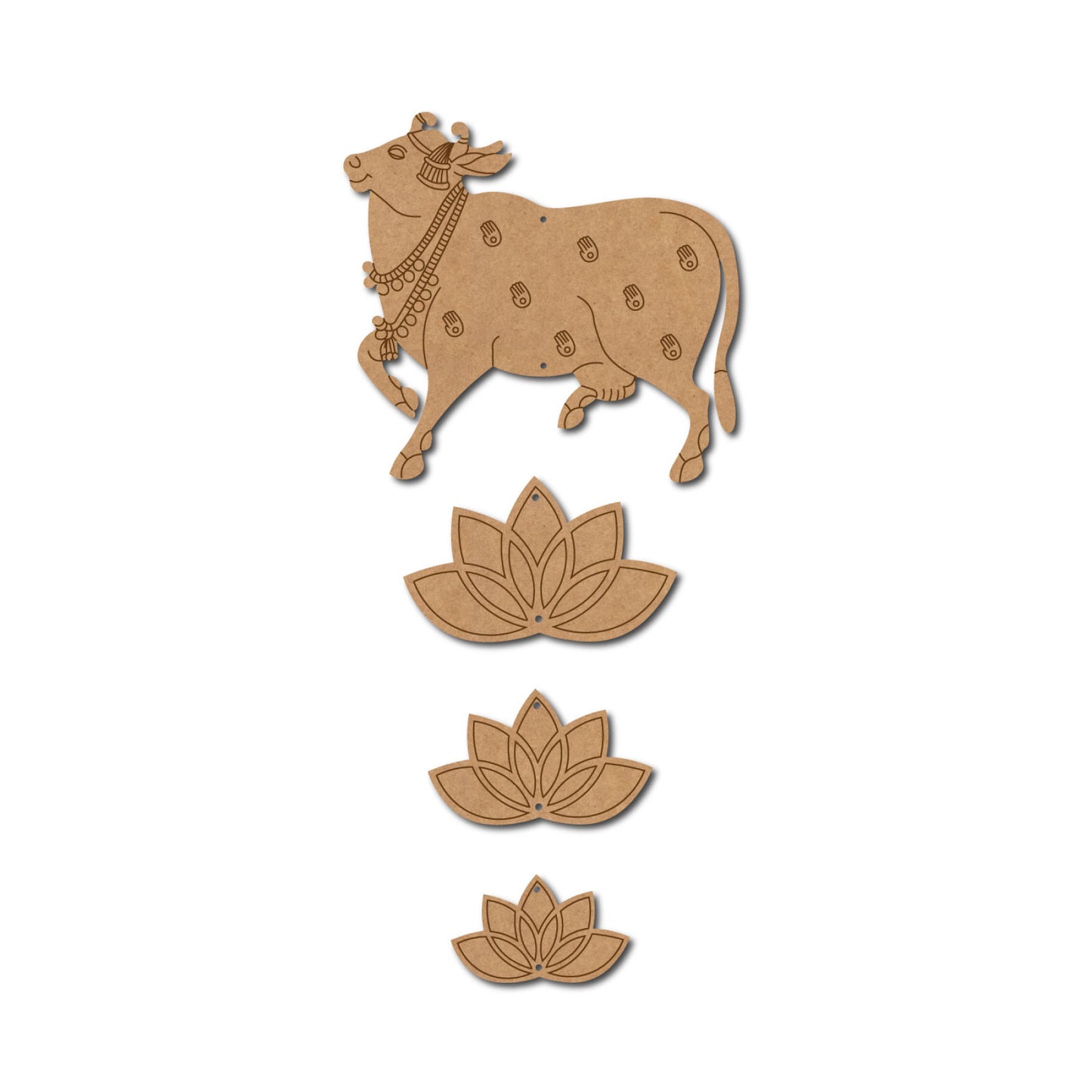Pichwai Cow And Lotus Pre Marked MDF Design 13