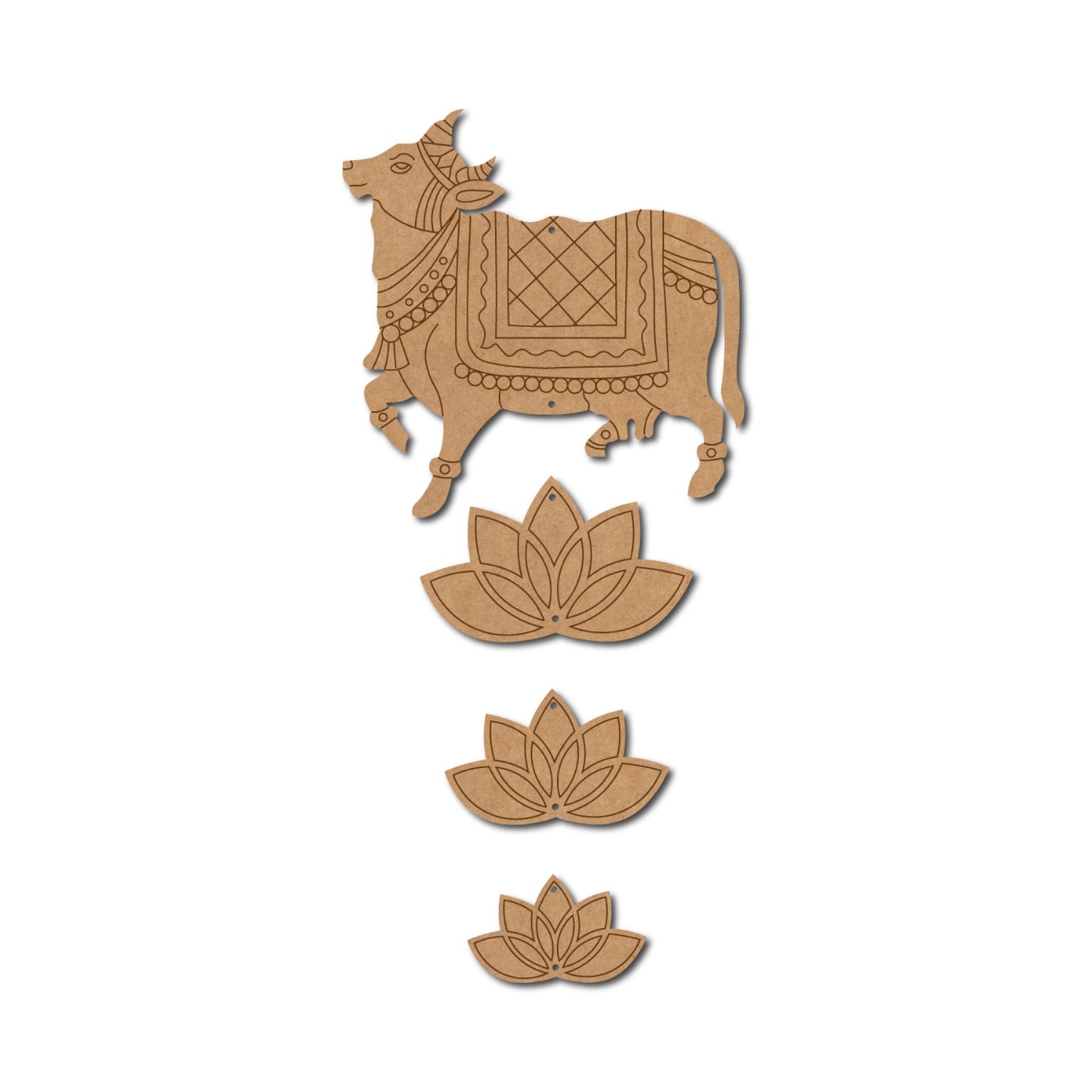 Pichwai Cow And Lotus Pre Marked MDF Design 14