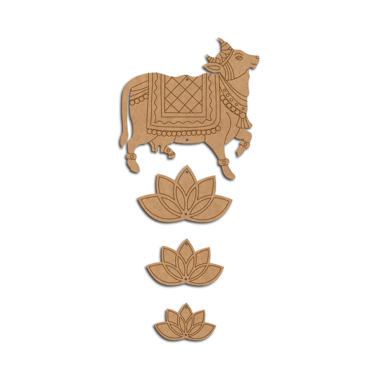 Pichwai Cow And Lotus Pre Marked MDF Design 14