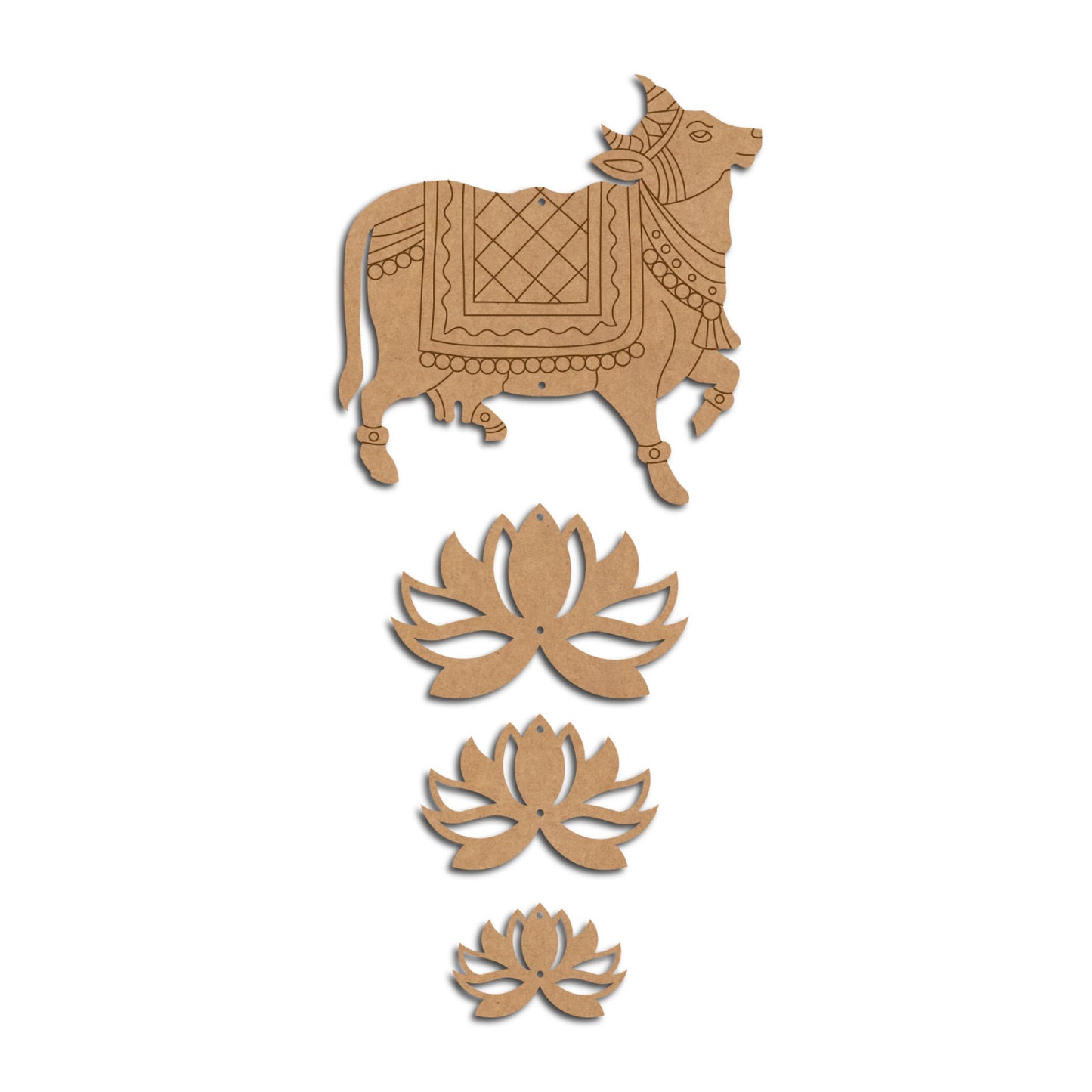 Pichwai Cow And Lotus Pre Marked MDF Design 17