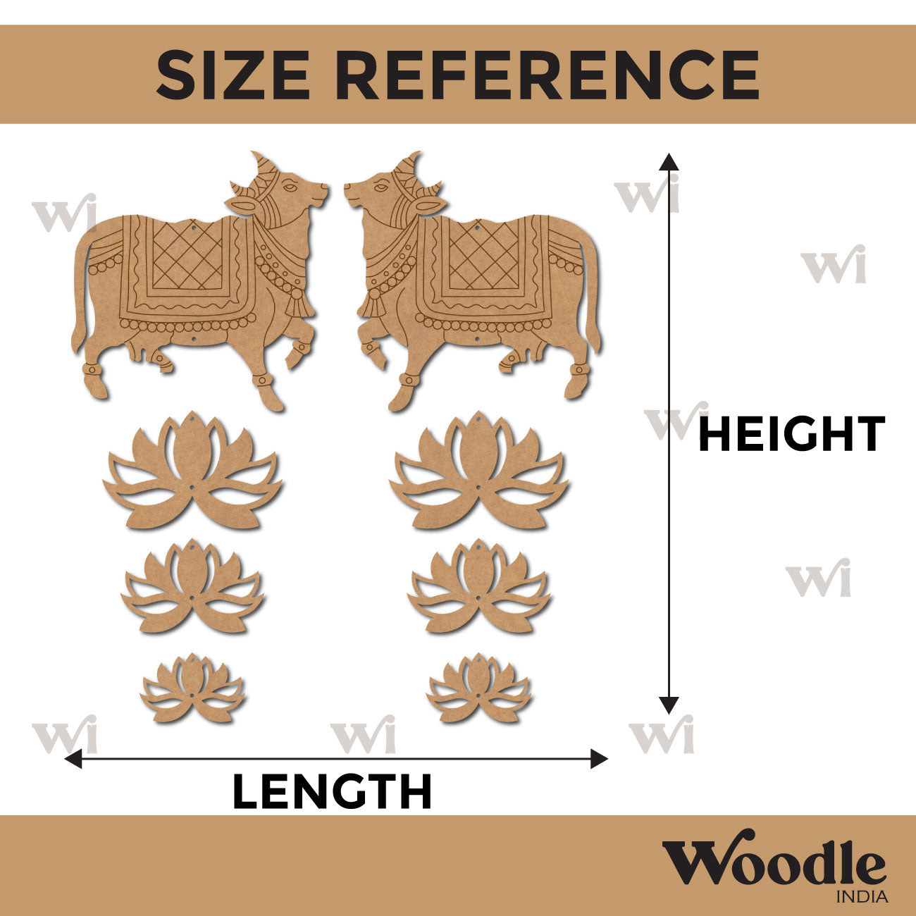 Pichwai Cow And Lotus Pre Marked MDF Design 17