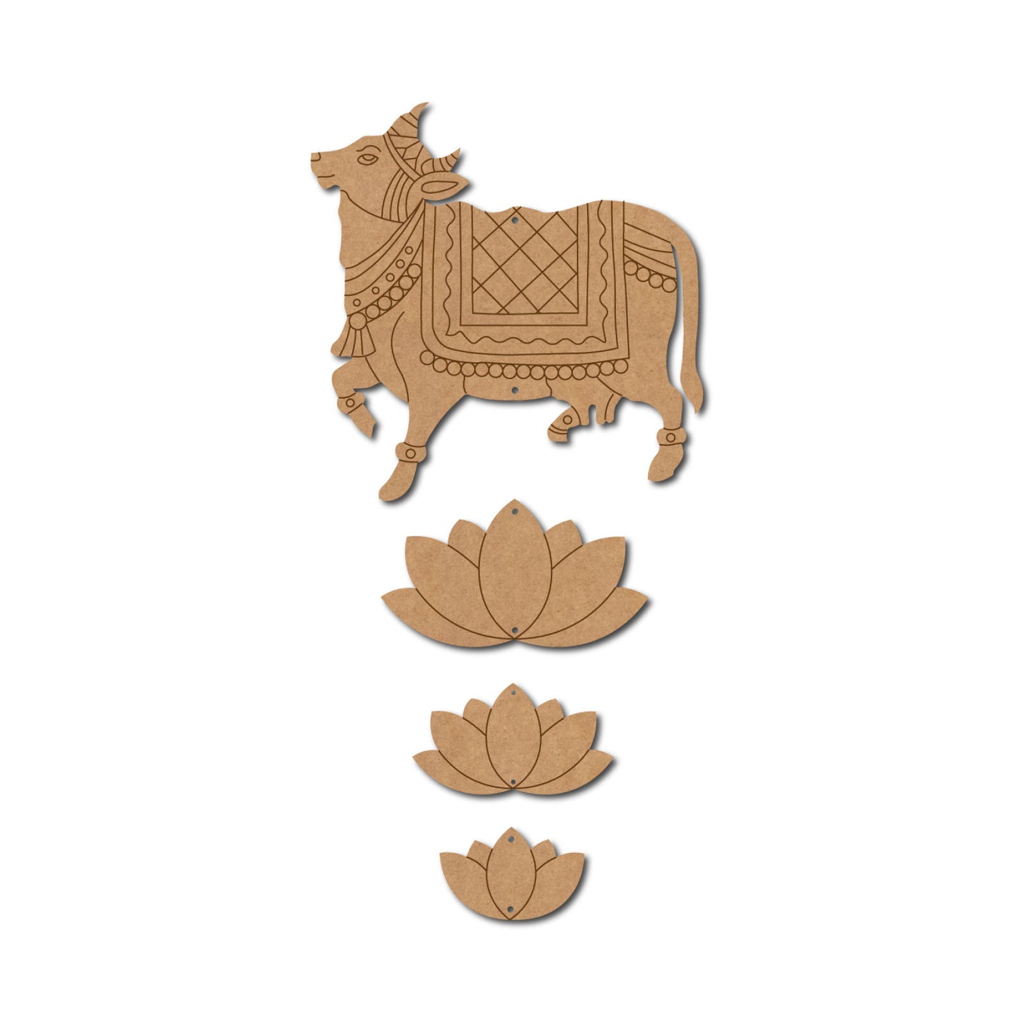 Pichwai Cow And Lotus Pre Marked MDF Design 2