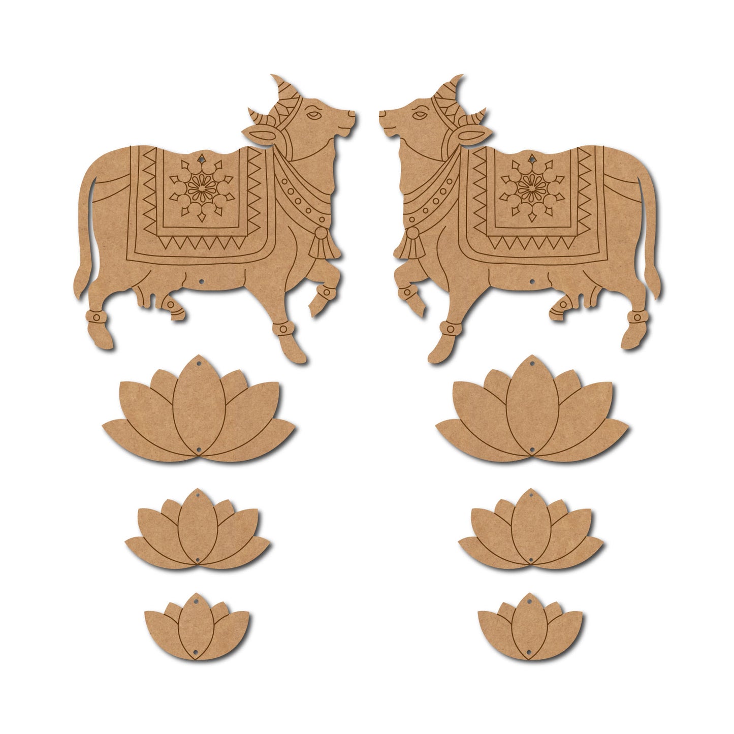 Pichwai Cow And Lotus Pre Marked MDF Design 3