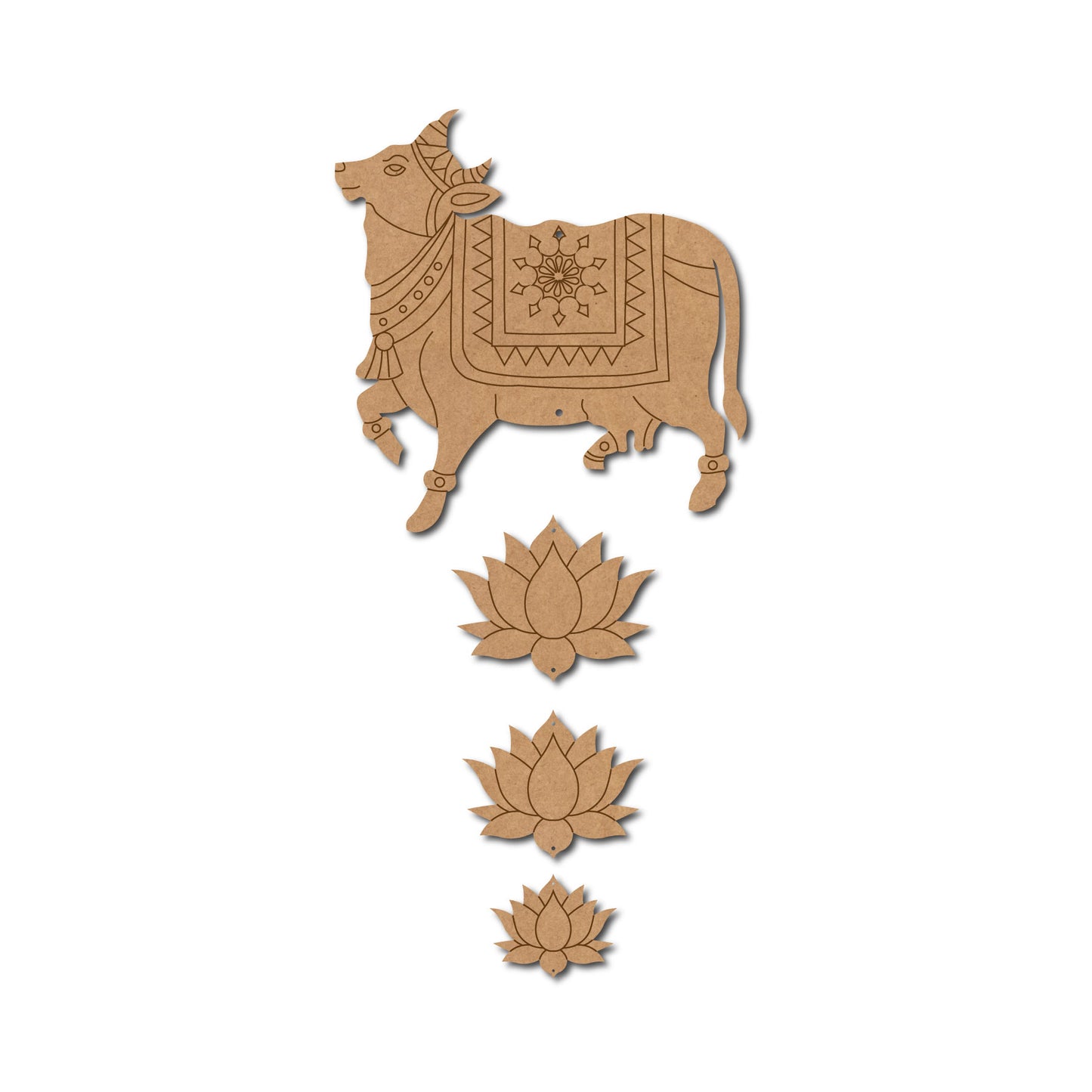 Pichwai Cow And Lotus Pre Marked MDF Design 6