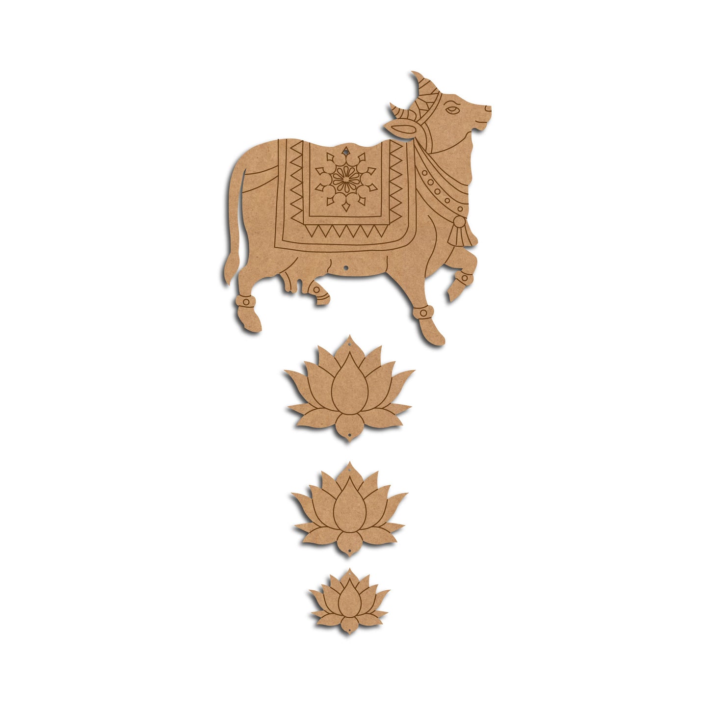 Pichwai Cow And Lotus Pre Marked MDF Design 6