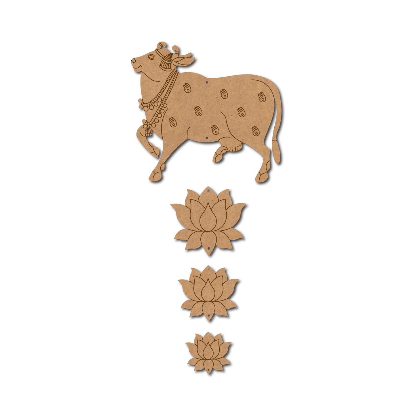 Pichwai Cow And Lotus Pre Marked MDF Design 7