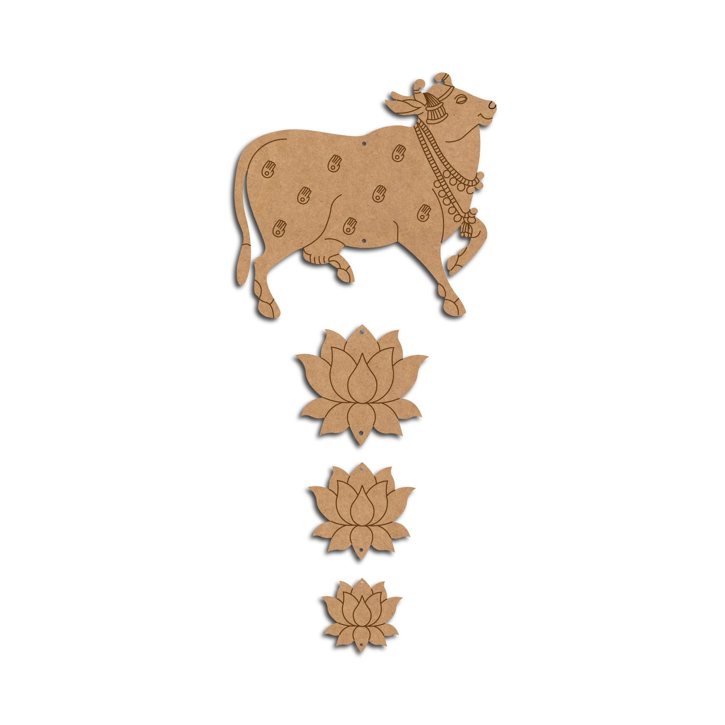 Pichwai Cow And Lotus Pre Marked MDF Design 7