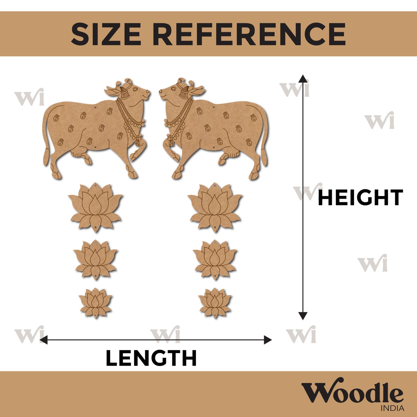 Pichwai Cow And Lotus Pre Marked MDF Design 7