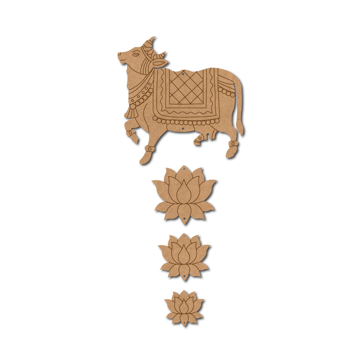 Pichwai Cow And Lotus Pre Marked MDF Design 8