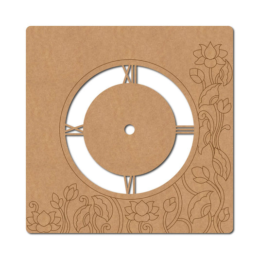 Pichwai Lotus Clock Pre Marked MDF Design 1