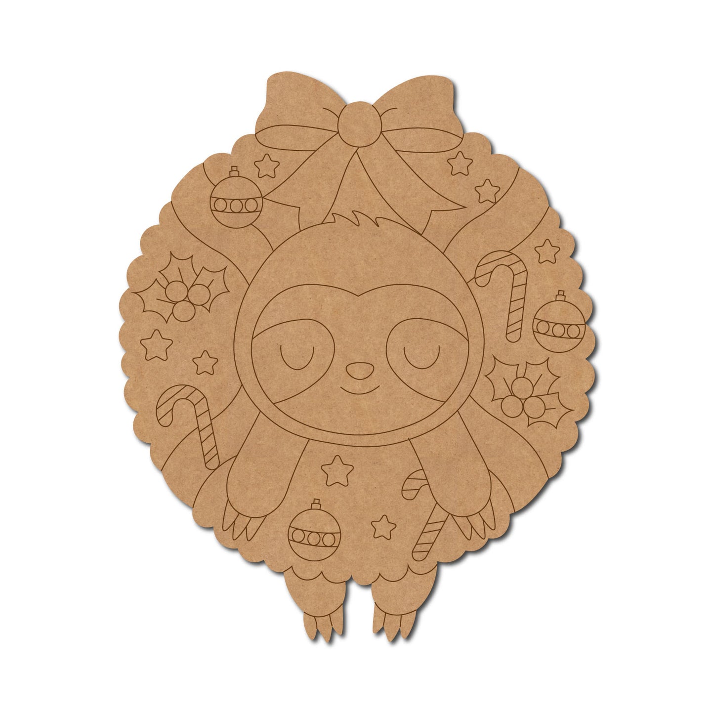 Sloth Christmas Pre Marked MDF Design 2