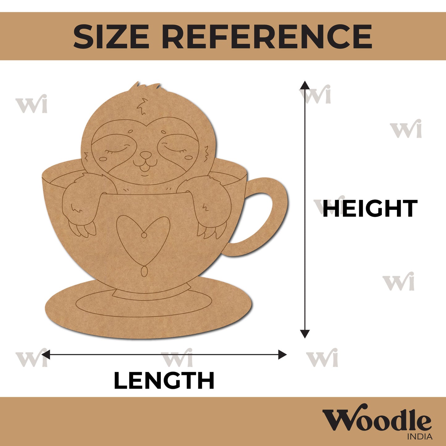 Sloth In Coffee Cup Pre Marked MDF Design 1