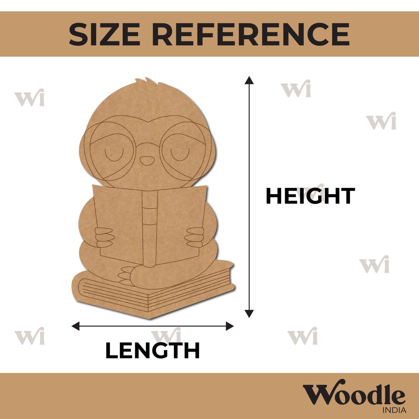 Sloth Studying Pre Marked MDF Design 1
