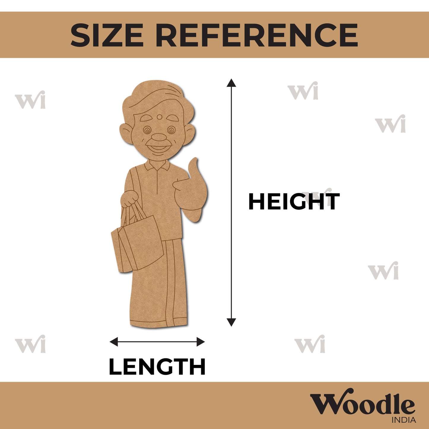 South Indian Man With Shopping Bag Pre Marked MDF Design 1