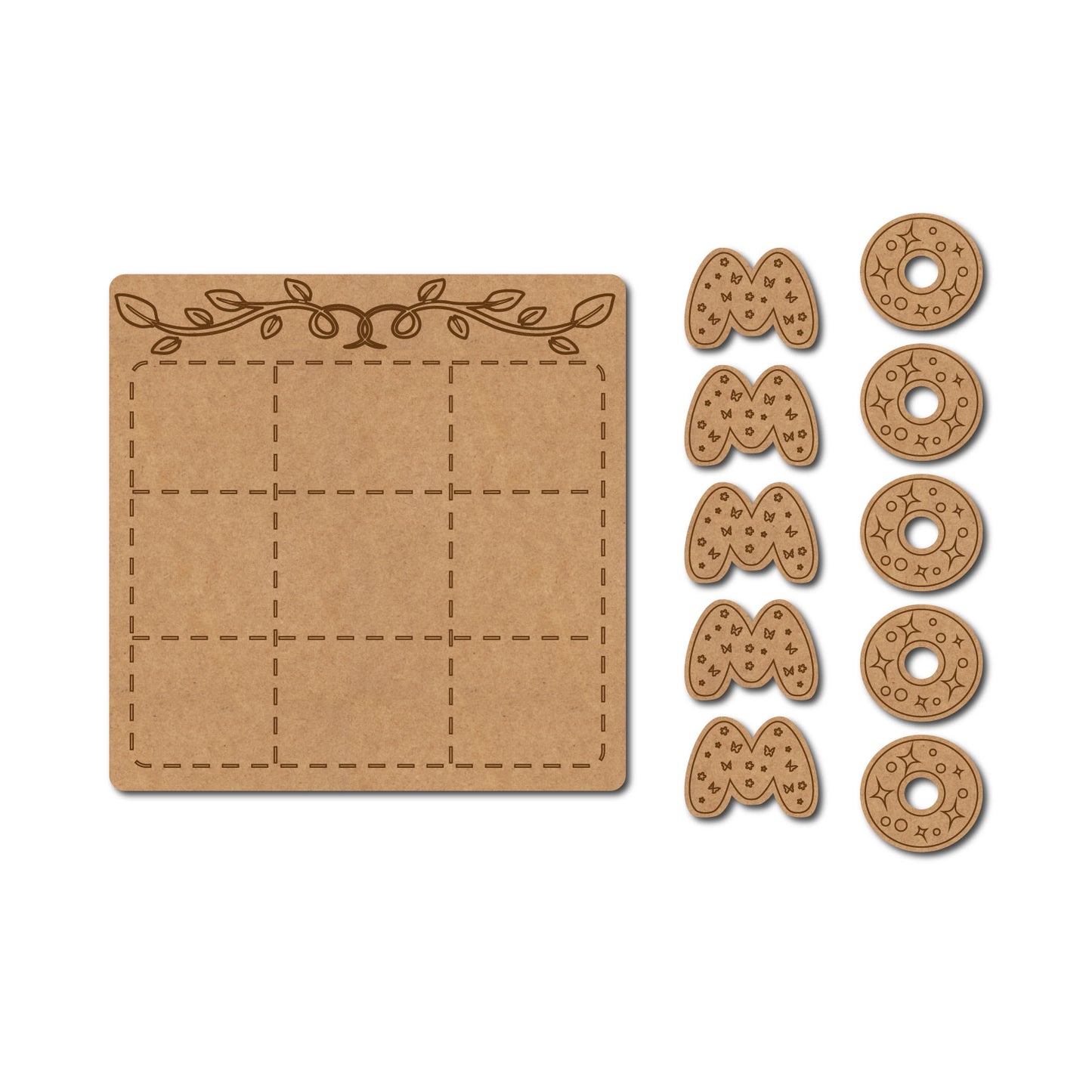Tic Tac Toe Pre Marked MDF Design 1