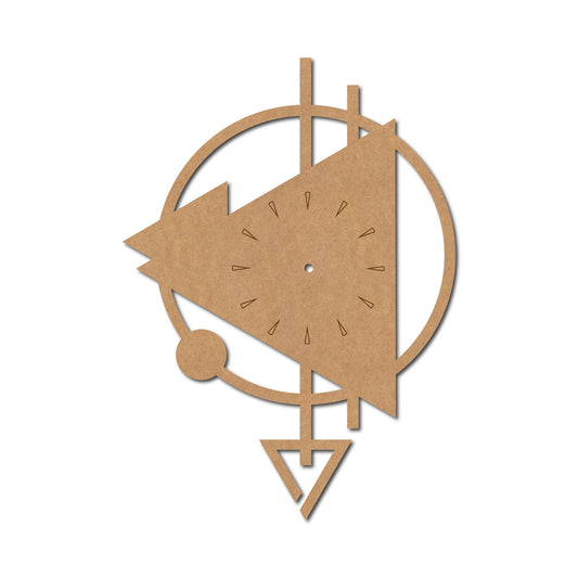 Triangle And Circle Base Clock MDF Design 1
