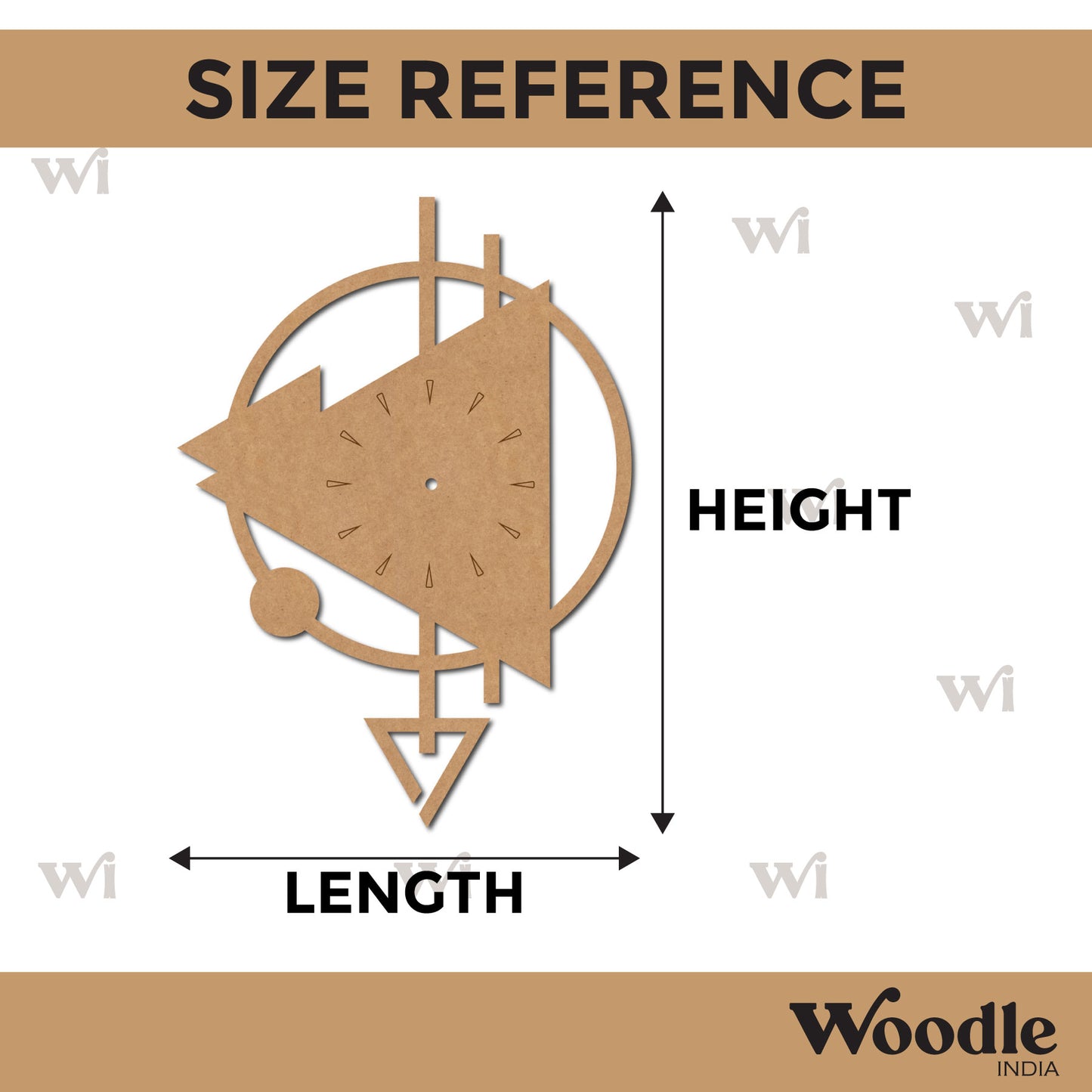 Triangle And Circle Base Clock MDF Design 1