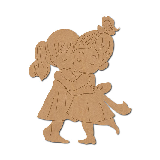 Two Girls Hugging Pre Marked MDF Design 1