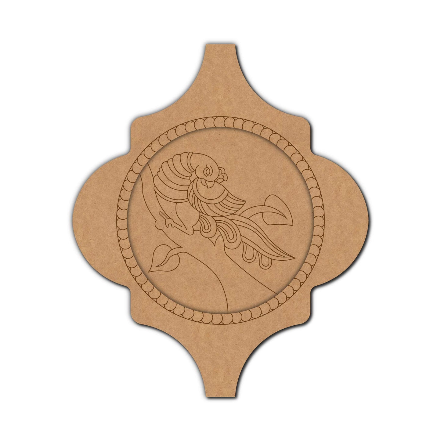 Madhubani Peacock Wall Frame Pre Marked MDF Design 1